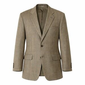 John W Nordstrom Men's Tan Plaid Cashmere Silk Blend Loro Piana Blazer Size 44LT